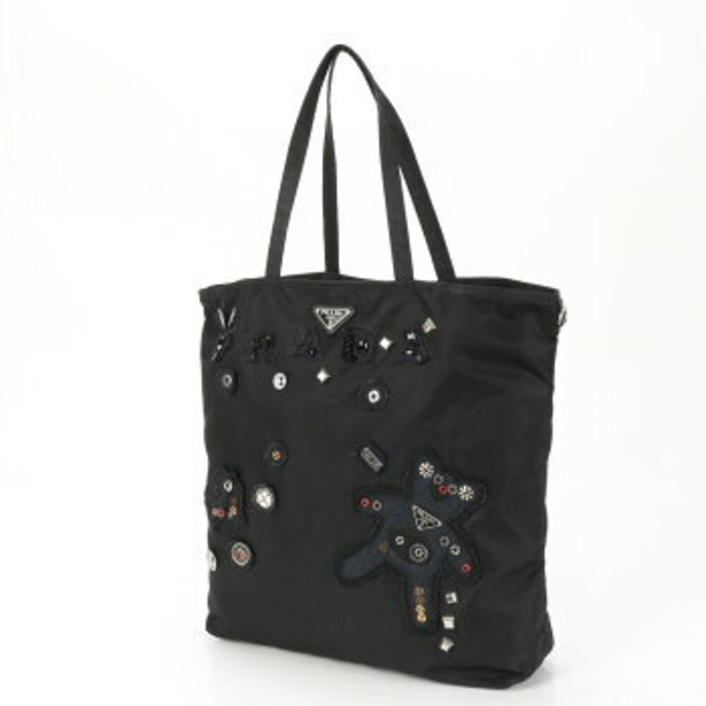 Prada Tessuto tote bag triangle logo beaded rhinestones ERE - Picture 2 of 14